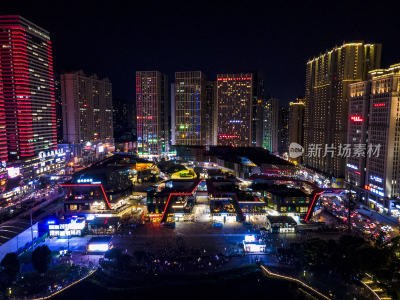 贵州贵阳城市夜景航拍