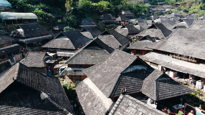 云南景迈山糯干古寨航拍