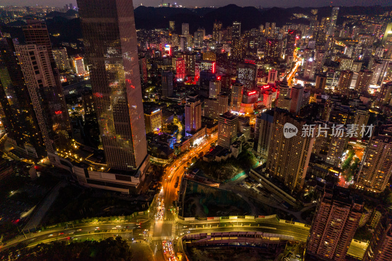 贵阳城市夜景晚霞航拍摄影图