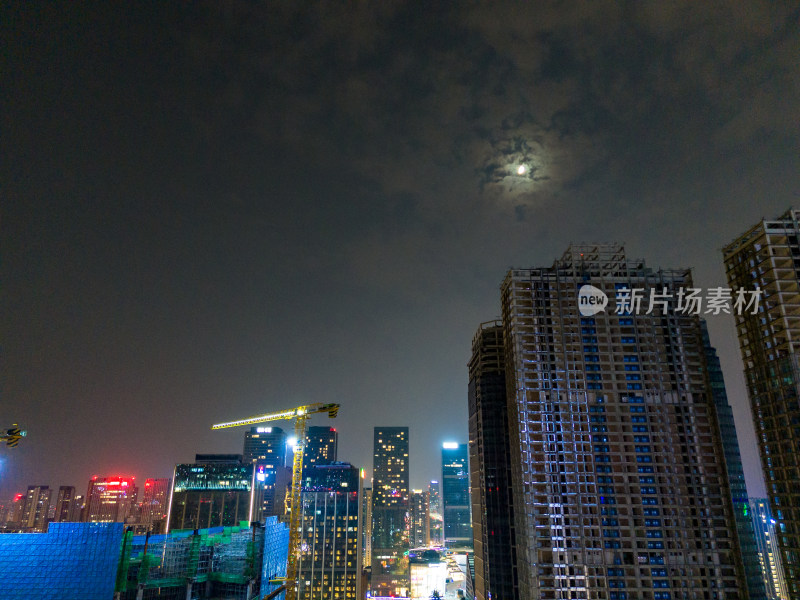 成都天府新城夜景航拍图