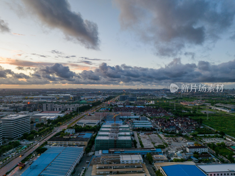 航拍上海城市风光全景