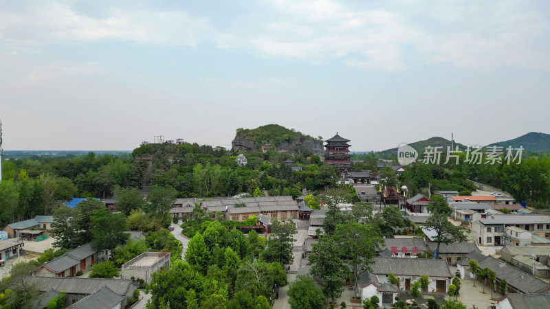 航拍河南商丘芒砀山旅游区夫子山景区