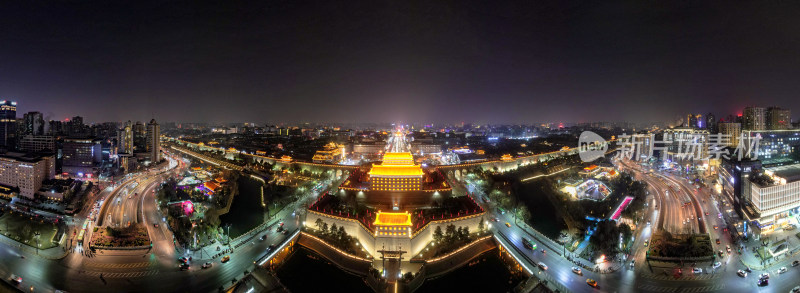 西安永宁门夜景航拍全景图