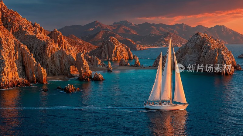 扬帆起航的帆船