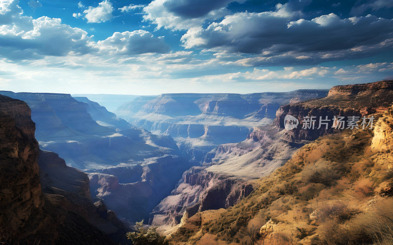 峡谷风景早晨云雾山脉