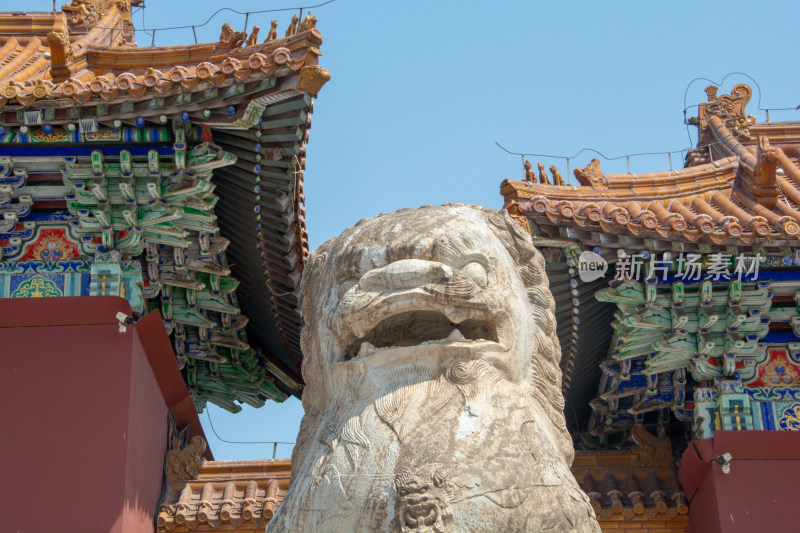中国古建筑景区石狮子