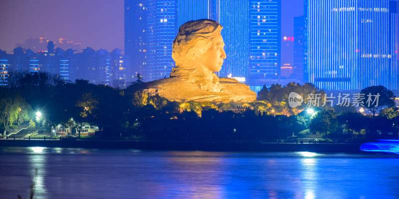 长沙橘子洲头夜景城市风光