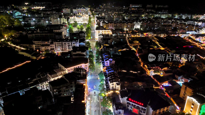 福建泰宁古城夜景灯光航拍