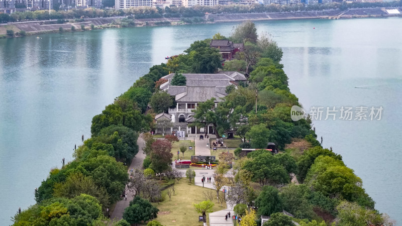 衡阳湘江东洲岛船山书院航拍图