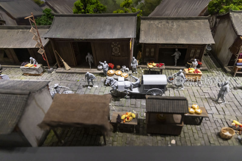 古代江南水乡小镇街景模型