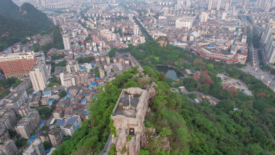 航拍广西柳州马鞍山公园