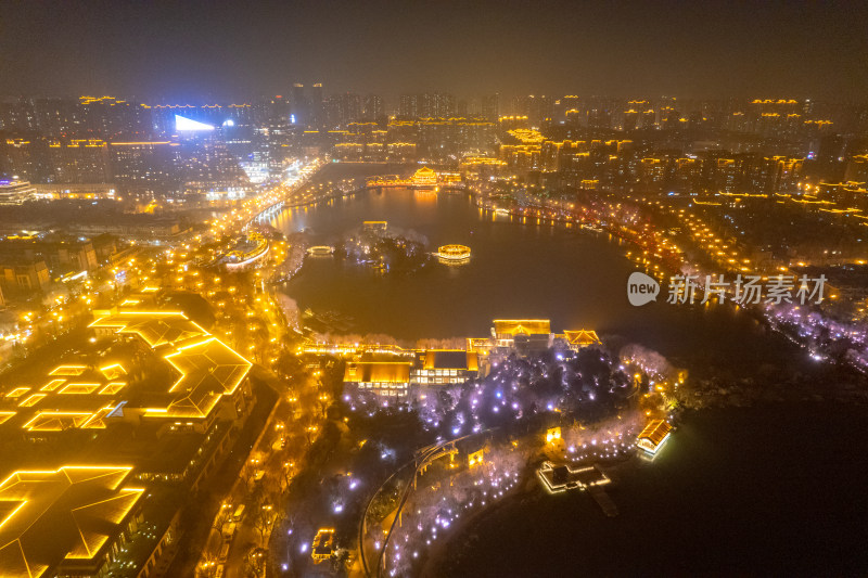 陕西西安城市夜景航拍图