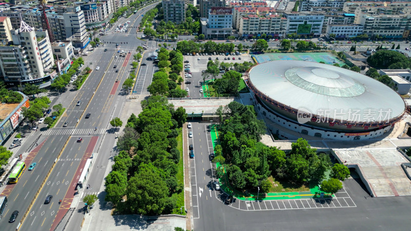 航拍江西宜春市体育广场