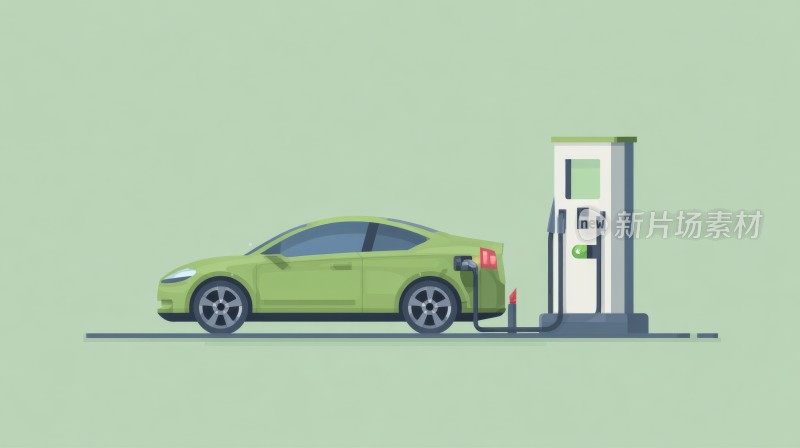 新能源汽车充电桩插画