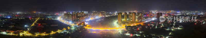 城市夜景全景，灯火辉煌的城市风光