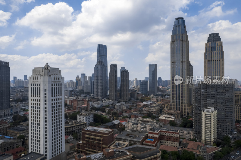 天津海河风景线城市天际线建筑风光航拍