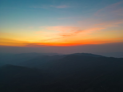 航拍山脉夕阳晚霞自然风光