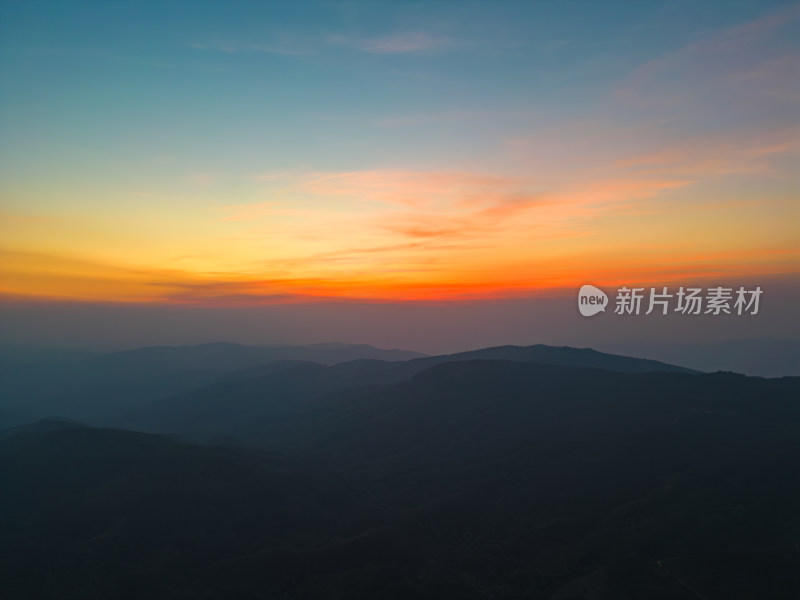 航拍山脉夕阳晚霞自然风光