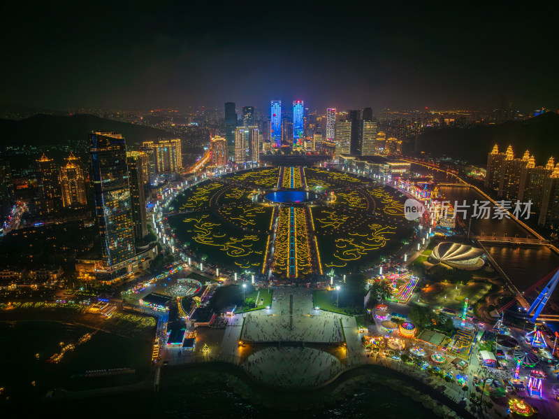 俯瞰大连星海广场夜景