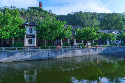 广州南沙蒲洲花园水景园林与中式传统建筑