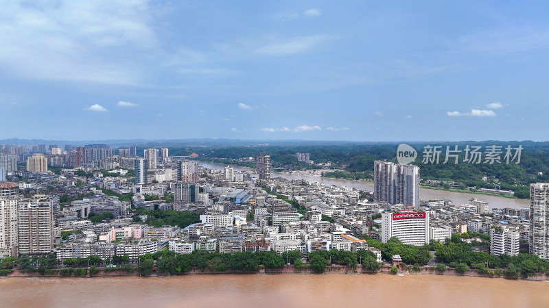 航拍四川乐山城市建设乐山大景摄影图