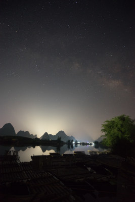 广西桂林山水星空