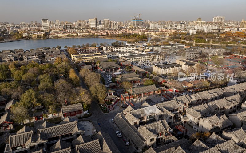 山东省聊城市东昌府区聊城古城航拍