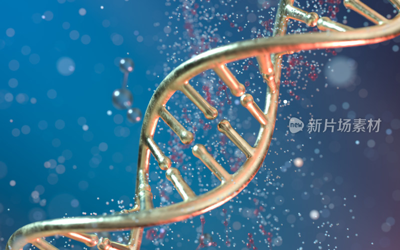 DNA与分子粒子背景 3D渲染