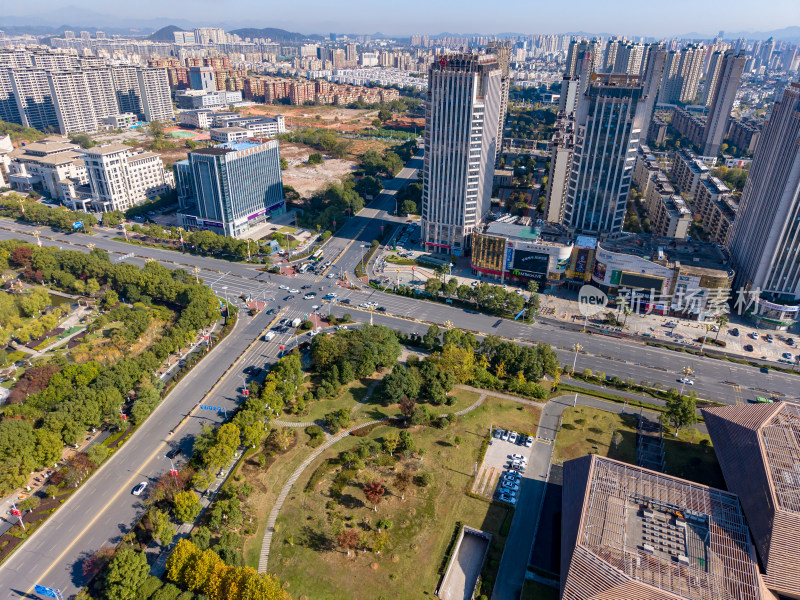 上饶市民广场周边建筑交通航拍图