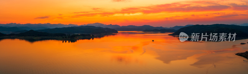 河南洛阳黄河落日自然风景航拍