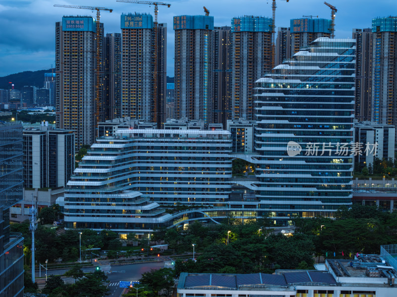 深圳光明新区CBD高新科技区蓝调高空航拍