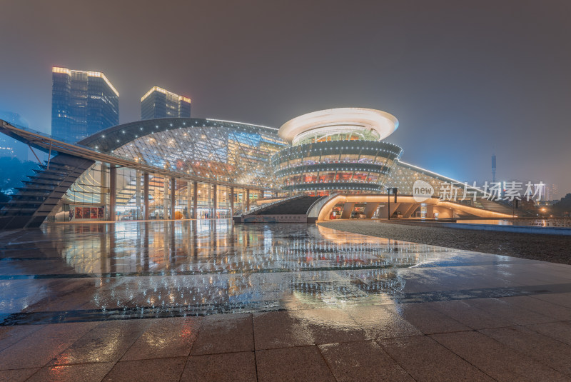 浙江杭州大剧院夜间建筑外景