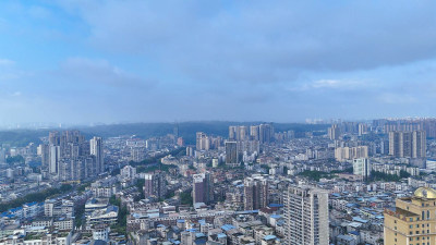 航拍四川乐山城市建设乐山大景