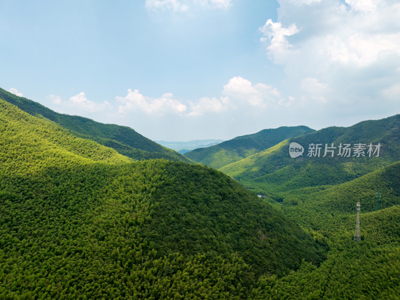 夏季白天航拍常州溧阳天目山南山竹海景区