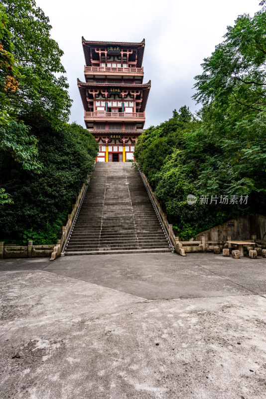 湖北鄂州西山风景区自然风景武昌楼建筑景观