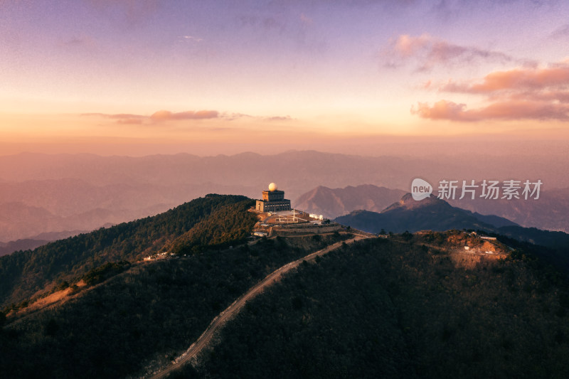 航拍杭州大明山牵牛岗上的天文观测台