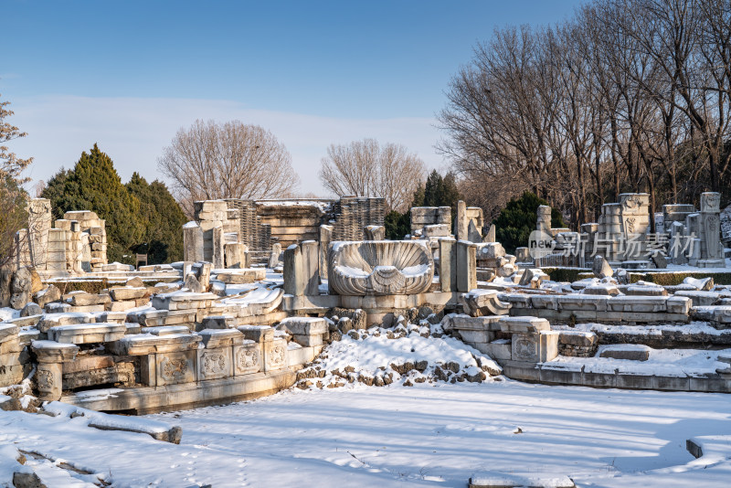 北京圆明园遗址公园雪景