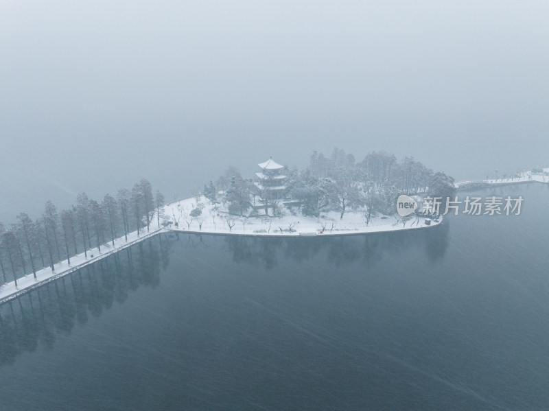 武汉东湖风景区雪景风光