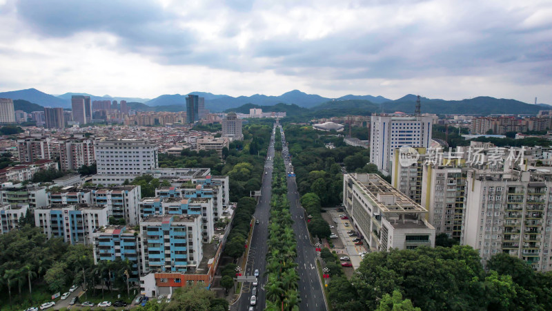 广东中山城市交通航拍图