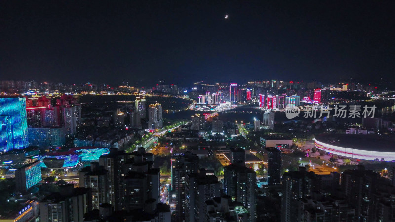 航拍四川泸州夜景泸州一环路夜景摄影图