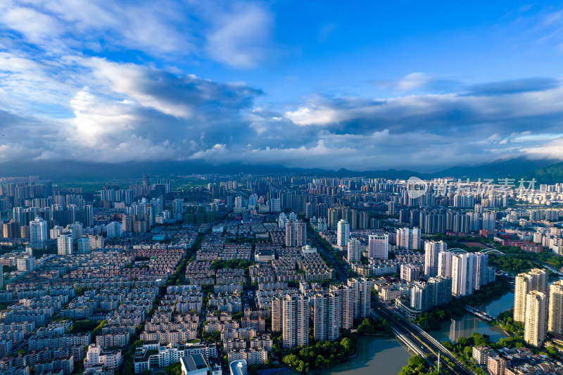 温州城市建设天际线航拍摄影图