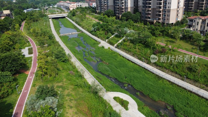 航拍广东省东莞市清溪镇城市风光