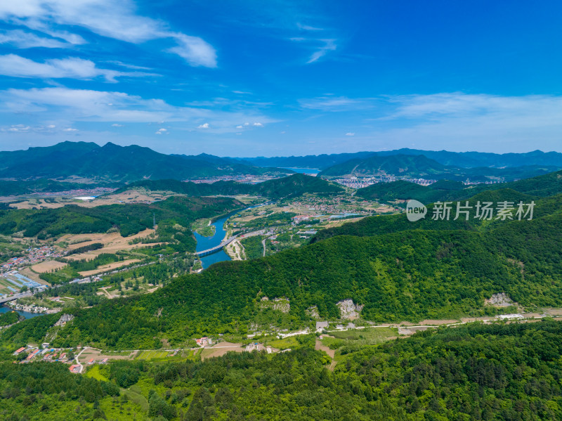 辽宁本溪太子河小市自然风景航拍