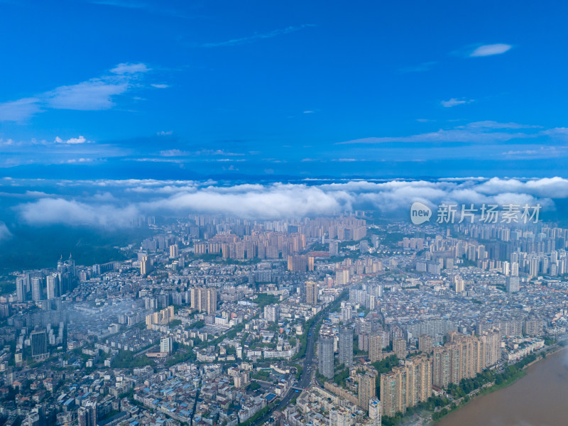 四川乐山城市大景航拍图