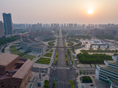 河南新乡市城市建设航拍图