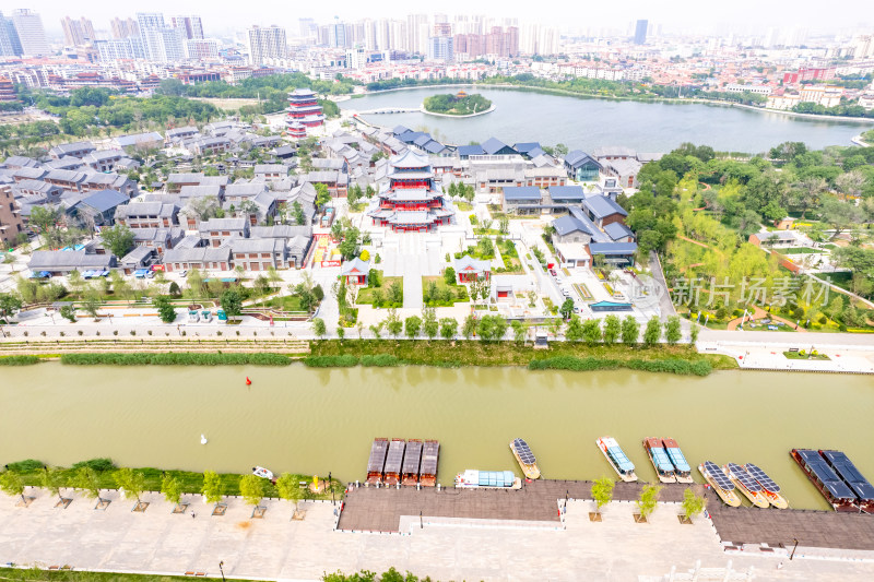 航拍河北沧州城市大景