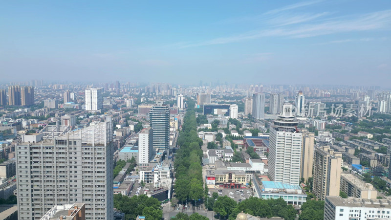 航拍山东淄博城市建设淄博风光