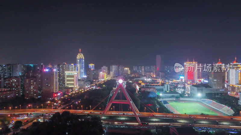 青海西宁夜景西宁中心广场西宁昆仑桥夜景