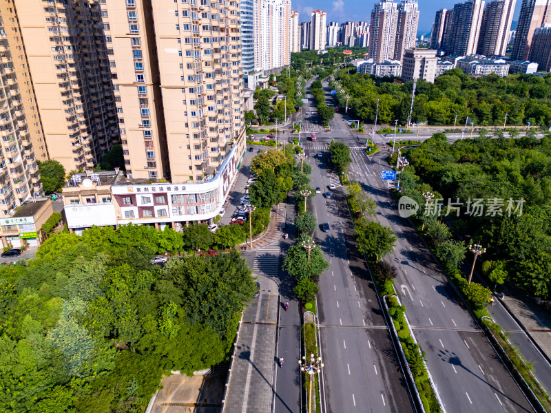 广西来宾城市高楼建筑航拍图