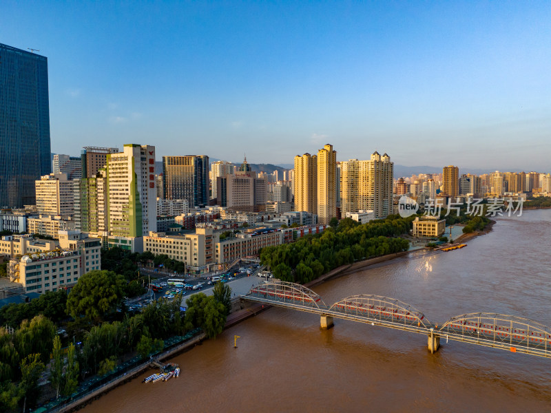 兰州城市建设黄河航拍图